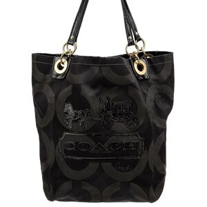 Coach Black and Tan Signature Tote